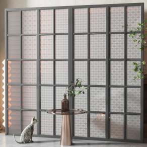 现代花纹玻璃落地窗3D模型下载